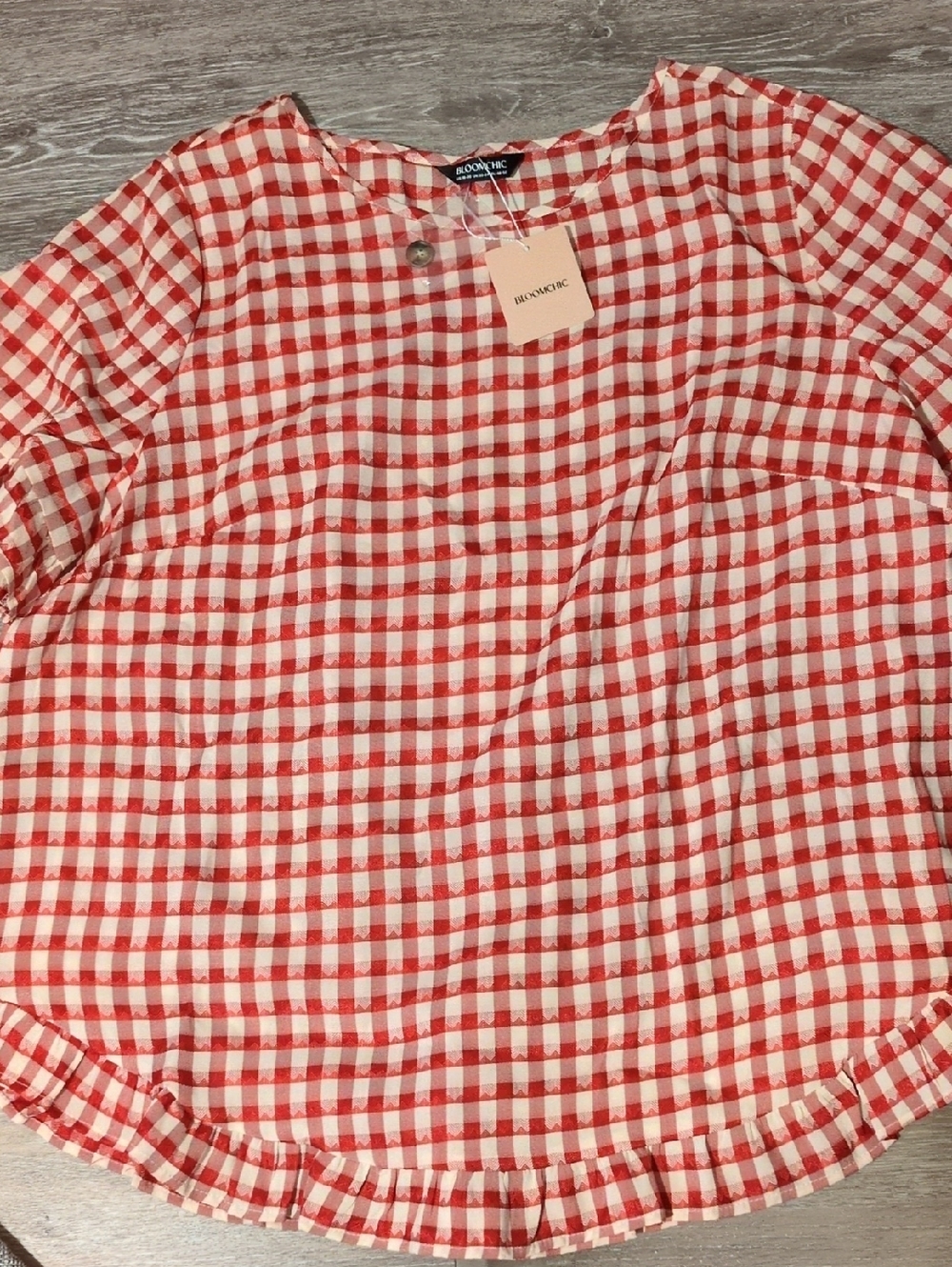 BloomChic Red and White Gingham Blouse